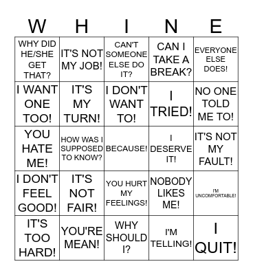 ENTITLEMENT BINGO Card