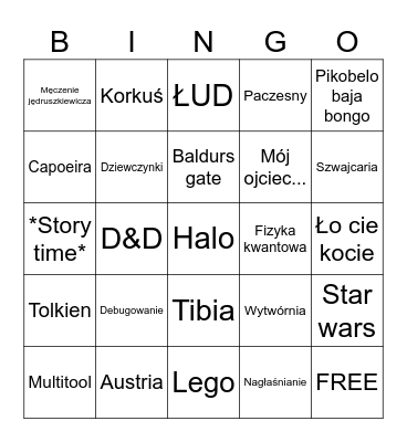 Staś bingo Card
