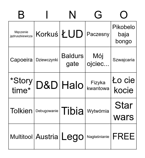 Staś bingo Card