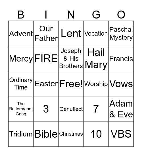 4th GRADE CCD REVIEW Bingo Card