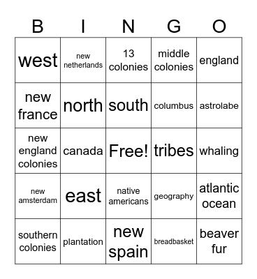 Before Break Bingo Card