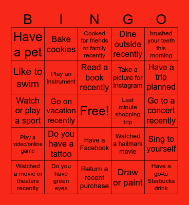 Winter Party 2023 Bingo Card