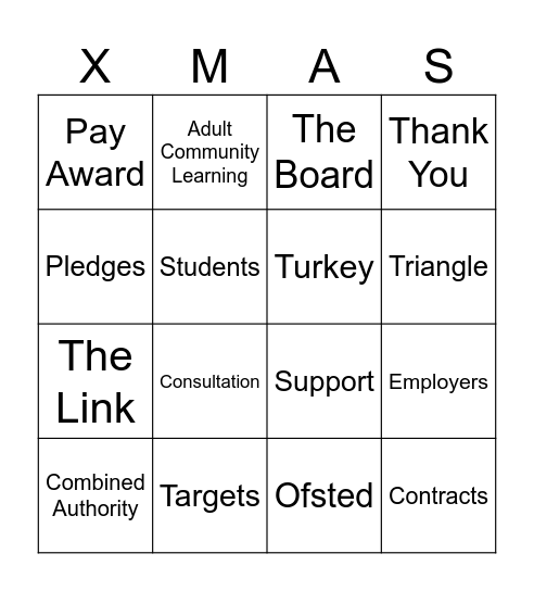 Jat's Xmas Bingo Card
