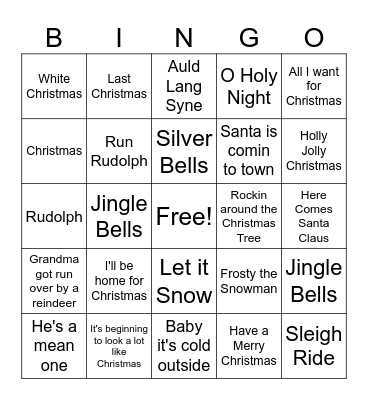 Holiday Song Bingo Card