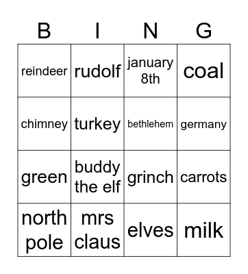 christmas bingo Card