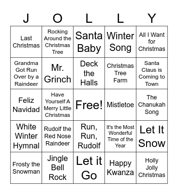 Holiday Music! Bingo Card