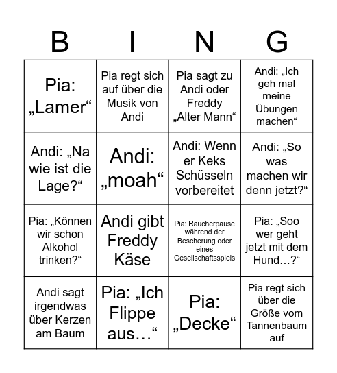 Eltern Bingo Spezial Bingo Card