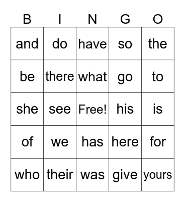 Bridge to Reading December Red Word Bingo Card