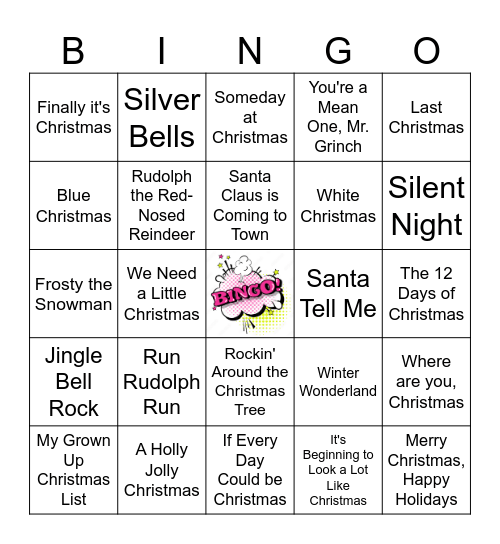 Christmas Songs Bingo Card