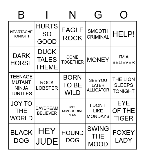 ANIMALS Bingo Card