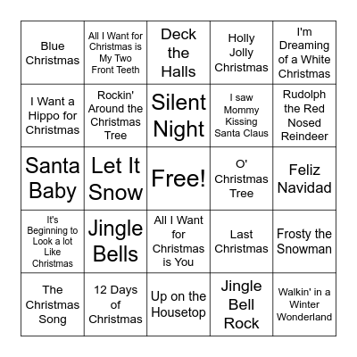 Guess that Christmas Song Bingo Card