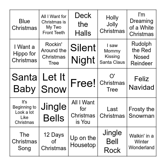 Guess that Christmas Song Bingo Card