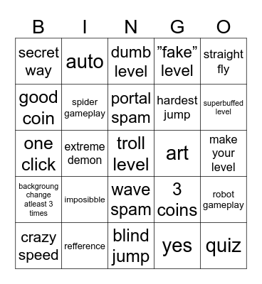 GD Recent Tab Bingo Card