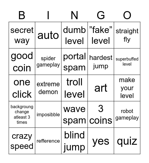 GD Recent Tab Bingo Card