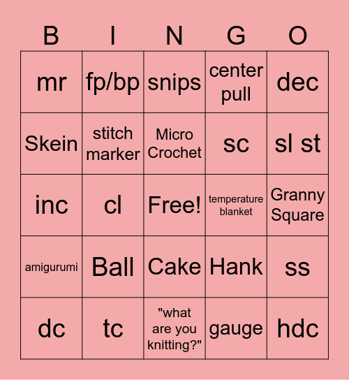 Crochet Bingo Card