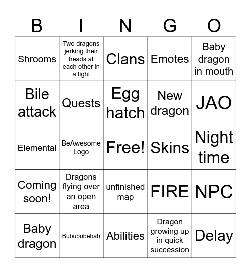 Bingo card for DoD Trailer Bingo Card