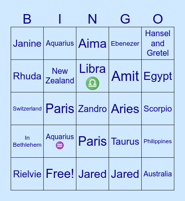 Team A BINGO Card