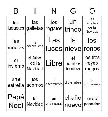 La navidad Bingo Card