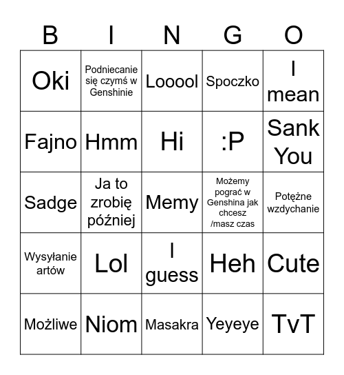 Plumszok bingo Card