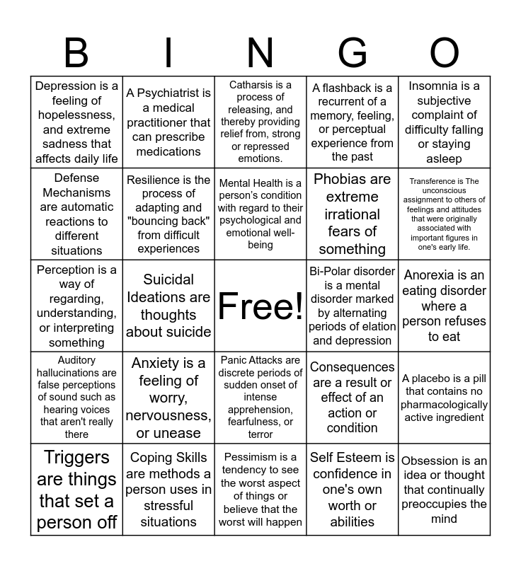 Mental Health Bingo Cards Printable Printable Bingo Cards | Images and ...