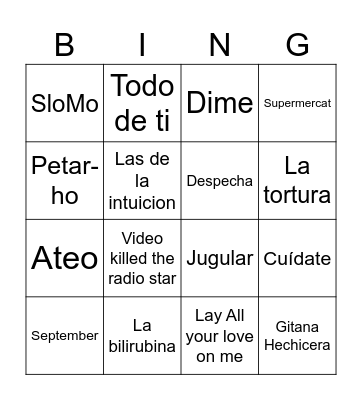 Binga Galí Bingo Card