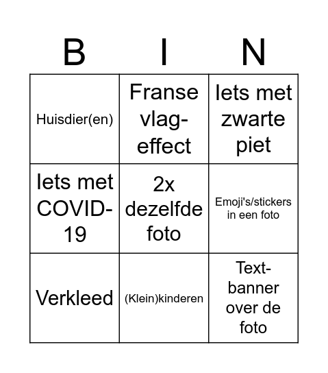 Profielfotobingo Card