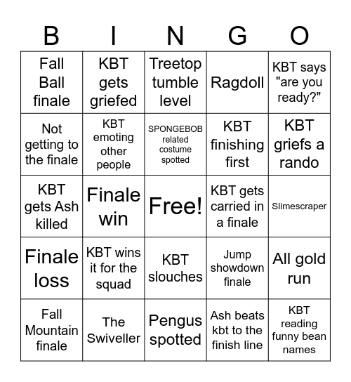 KBT Bingo Card