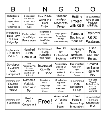 Felgo Bingo Card