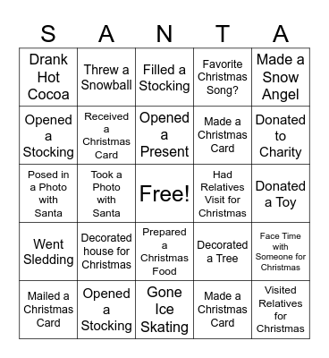 Christmas Bingo Card