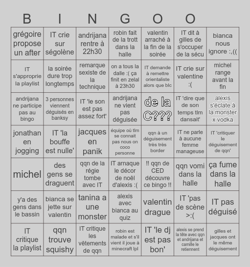 le BBM de noêl Bingo Card