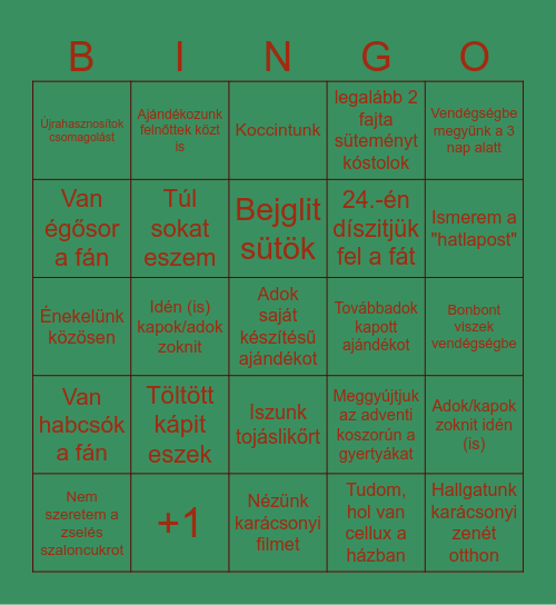 Karácsonyi bingó! Bingo Card