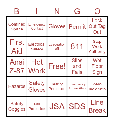 SAFETY BINGO Card