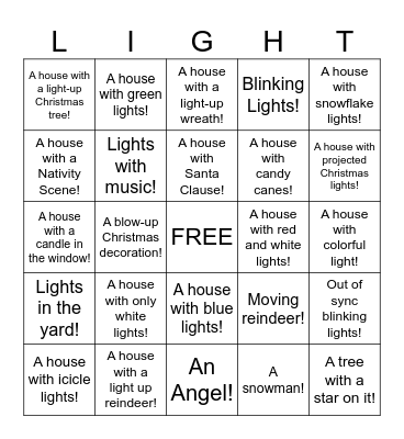 Christmas Light BINGO!!! Bingo Card