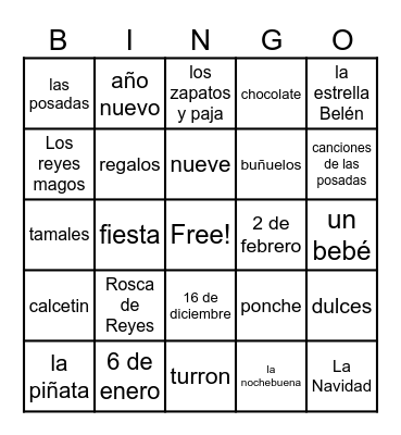 La Celebración de Navidad en México Bingo Card