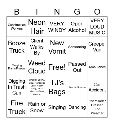 14th Street Bingo Card