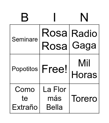 BINGO MUSICAL Bingo Card