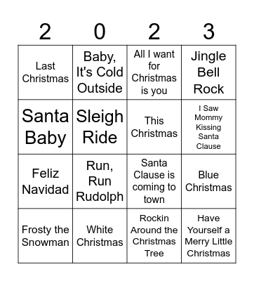 Christmas Song Bingo Card