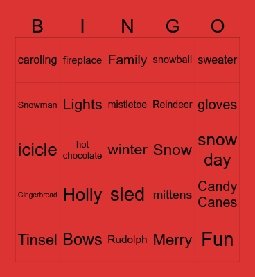 Holiday Bingo Fun Bingo Card