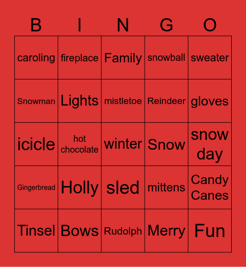 Holiday Bingo Fun Bingo Card