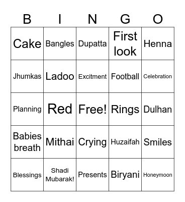 Mehndi Bingo! ♡ Bingo Card