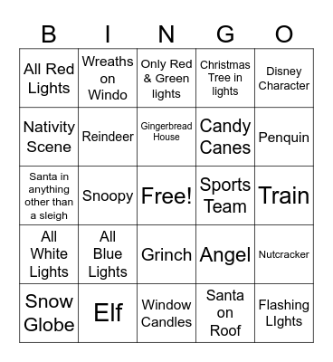 Christmas Light 2024 Bingo Card