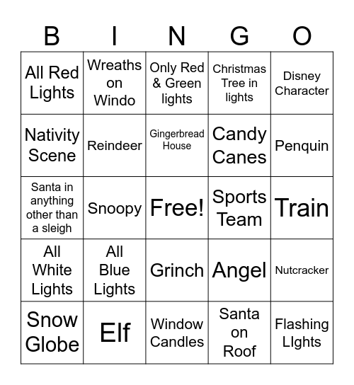 Christmas Light 2024 Bingo Card