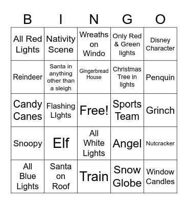 Christmas Light 2024 Bingo Card