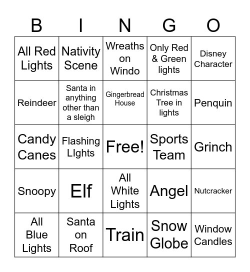 Christmas Light 2024 Bingo Card