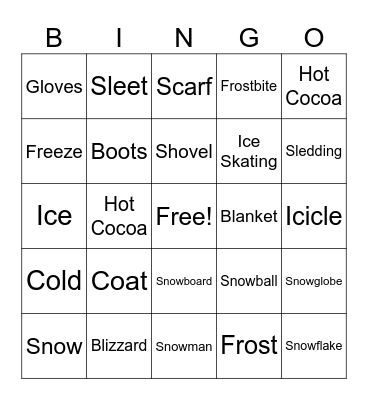 Winter Bingo Card