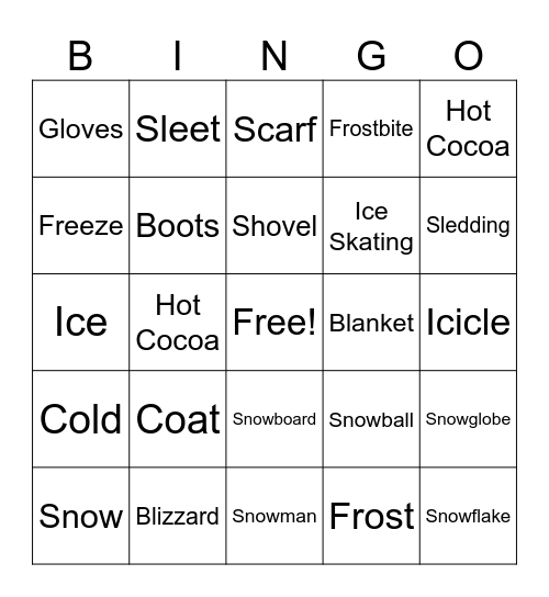 Winter Bingo Card