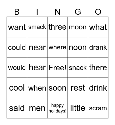 Happy Holidays  Fall word celebration! Bingo Card