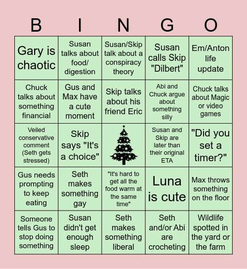 Downing Family Christmas Bingo 2023 Bingo Card