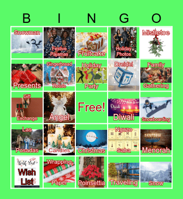 Card 4 Holiday Bingo Pics of the Holidays Bingo Card