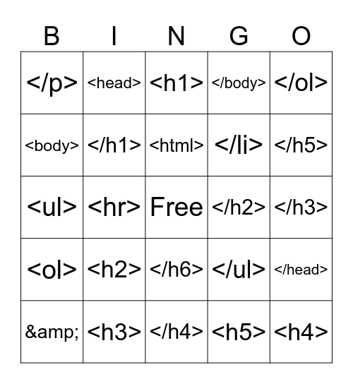 HTML Bingo Card